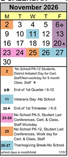 District School Academic Calendar for Ancillary for November 2026