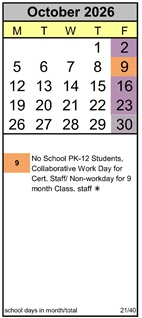 District School Academic Calendar for Ancillary for October 2026