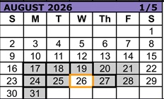 District School Academic Calendar for Reedville Elementary School for August 2026