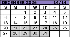 District School Academic Calendar for Reedville Elementary School for December 2026