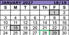 District School Academic Calendar for Reedville Elementary School for January 2027