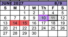 District School Academic Calendar for Reedville Elementary School for June 2027