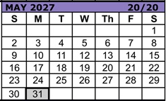 District School Academic Calendar for Reedville Elementary School for May 2027