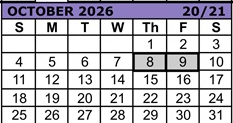 District School Academic Calendar for Reedville Elementary School for October 2026