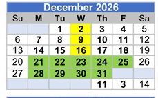 District School Academic Calendar for Stone Elementary for December 2026