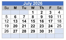 District School Academic Calendar for Stone Elementary for July 2026