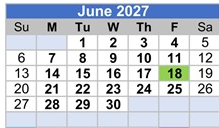 District School Academic Calendar for Stone Elementary for June 2027