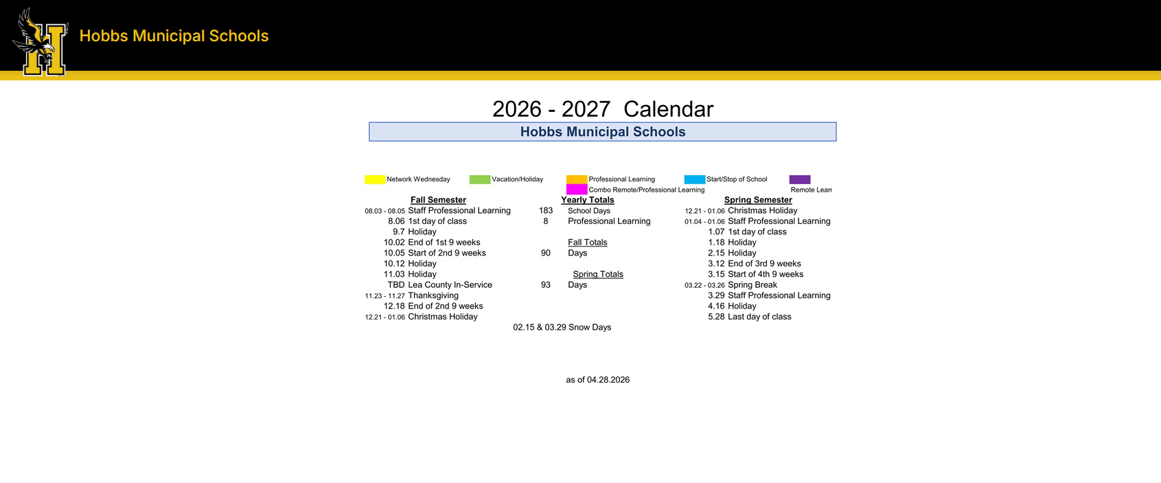 District School Academic Calendar Key for Stone Elementary