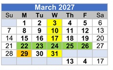District School Academic Calendar for Stone Elementary for March 2027