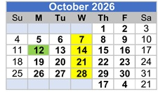 District School Academic Calendar for Stone Elementary for October 2026