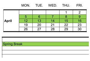 District School Academic Calendar for Hueneme Elementary for April 2027