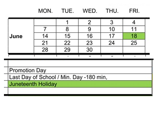 District School Academic Calendar for Hueneme Elementary for June 2027