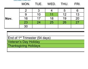 District School Academic Calendar for Hueneme Elementary for November 2026