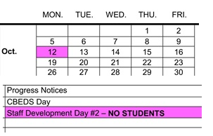 District School Academic Calendar for Hueneme Elementary for October 2026