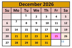 District School Academic Calendar for Orovada School for December 2026