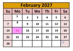 District School Academic Calendar for Orovada School for February 2027