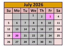 District School Academic Calendar for Orovada School for July 2026
