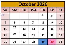 District School Academic Calendar for Orovada School for October 2026