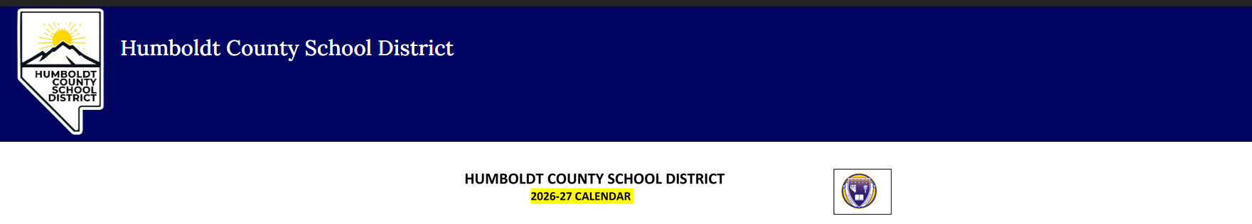 District School Academic Calendar for Orovada School