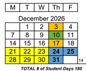 District School Academic Calendar for Dwyer (ethel) Middle for December 2026