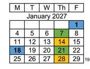District School Academic Calendar for Dwyer (ethel) Middle for January 2027