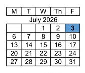District School Academic Calendar for Dwyer (ethel) Middle for July 2026