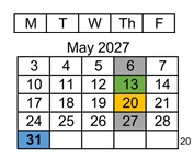 District School Academic Calendar for Dwyer (ethel) Middle for May 2027