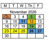 District School Academic Calendar for Dwyer (ethel) Middle for November 2026