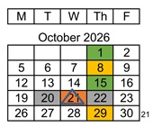 District School Academic Calendar for Dwyer (ethel) Middle for October 2026