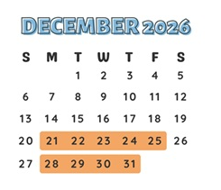 District School Academic Calendar for Fountain Valley High for December 2026