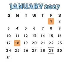 District School Academic Calendar for Fountain Valley High for January 2027