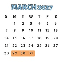 District School Academic Calendar for Fountain Valley High for March 2027