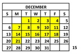 District School Academic Calendar for Community Intensive Treatment Youth for December 2026