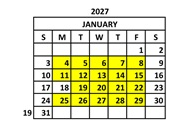District School Academic Calendar for Community Intensive Treatment Youth for January 2027