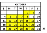 District School Academic Calendar for Community Intensive Treatment Youth for October 2026