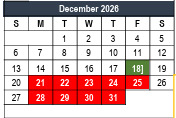 District School Academic Calendar for Bell Manor Elementary for December 2026