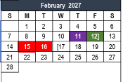 District School Academic Calendar for Bell Manor Elementary for February 2027