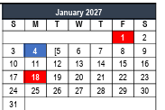 District School Academic Calendar for Bell Manor Elementary for January 2027