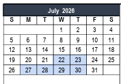 District School Academic Calendar for Bell Manor Elementary for July 2026