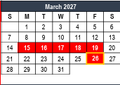 District School Academic Calendar for Bell Manor Elementary for March 2027