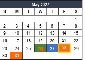 District School Academic Calendar for Bell Manor Elementary for May 2027