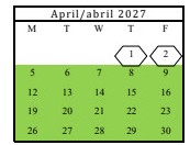 District School Academic Calendar for Hillcrest High (CONT.) for April 2027