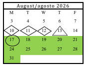 District School Academic Calendar for Hillcrest High (CONT.) for August 2026