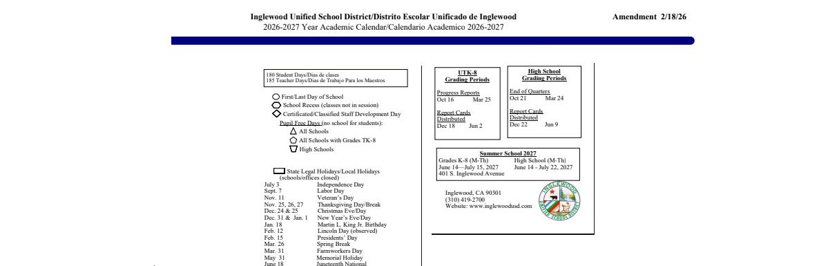 District School Academic Calendar Key for Hillcrest High (CONT.)