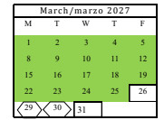 District School Academic Calendar for Hillcrest High (CONT.) for March 2027