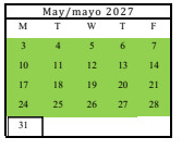 District School Academic Calendar for Hillcrest High (CONT.) for May 2027