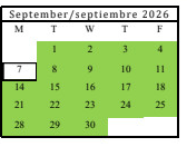 District School Academic Calendar for Hillcrest High (CONT.) for September 2026