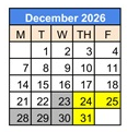 District School Academic Calendar for Epsilon for December 2026