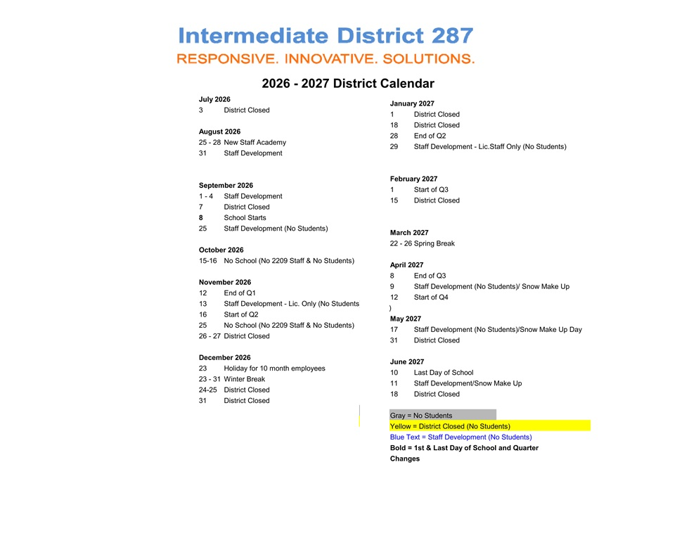 District School Academic Calendar Key for Epsilon