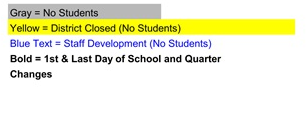 District School Academic Calendar Legend for Epsilon